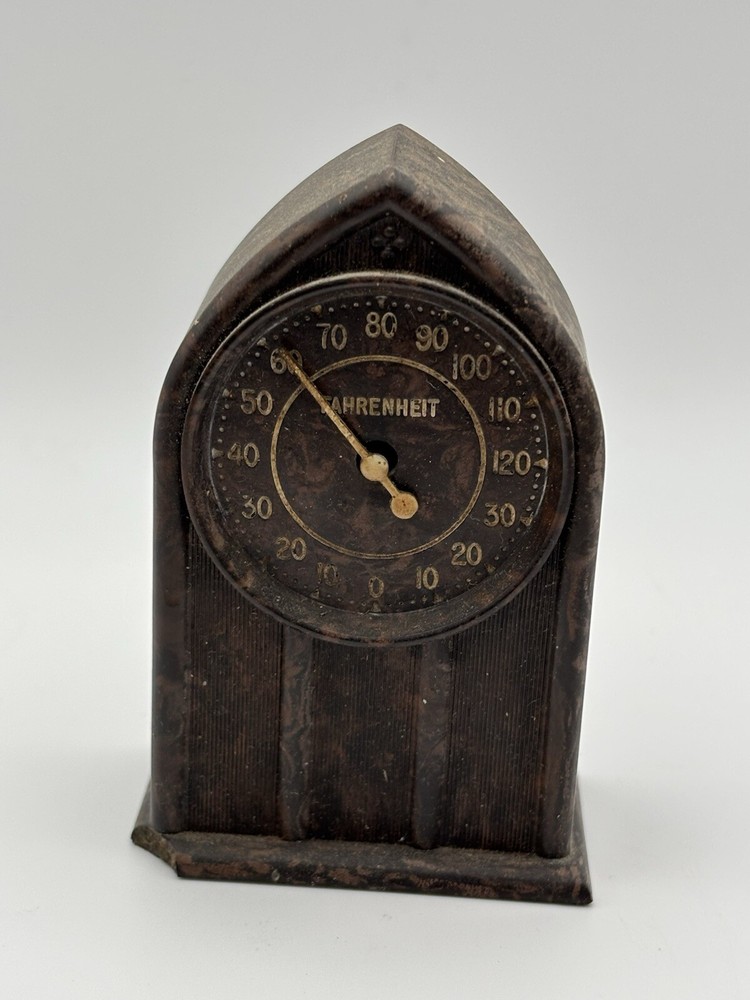 Thermoclock Bakelite Dashboard Cathedral Thermometer Circa 1930’s