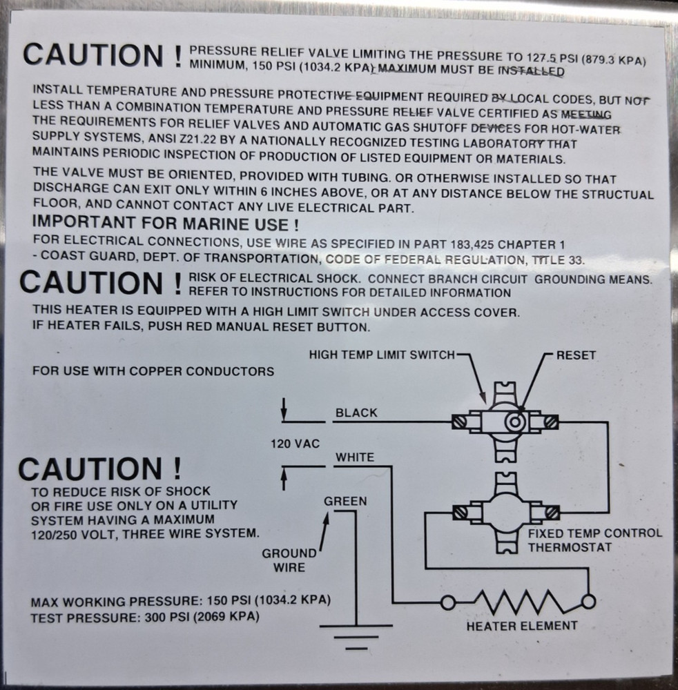 Seaward Products Hot Water Heater S-700 6 Gal