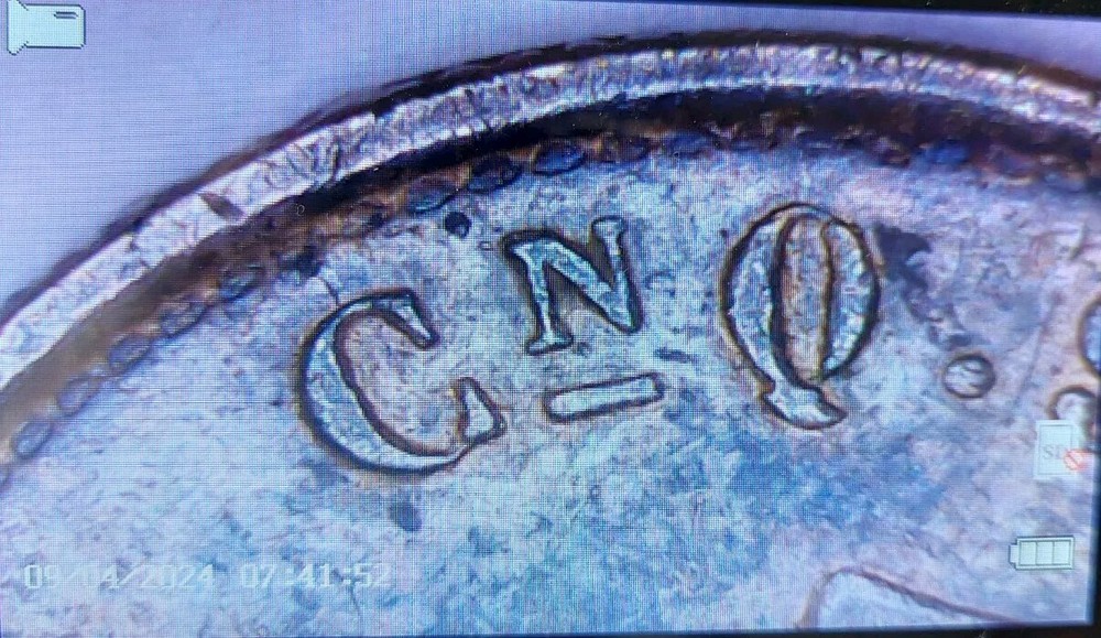 1903-CN Q Mexico 5 Centavos Blue Tone Silver!