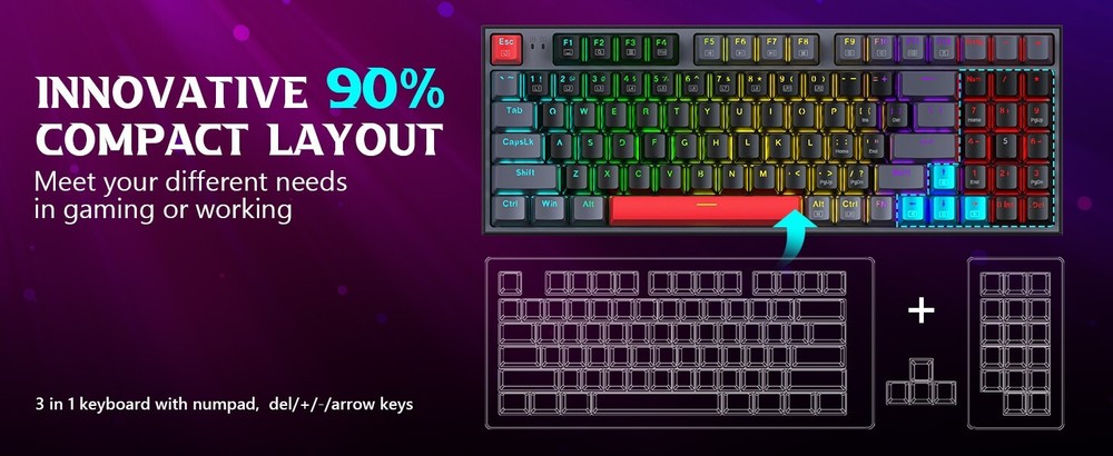 Redragon Mechanical Gaming Keyboard, 94 Key Keyboard Rainbow Backlight