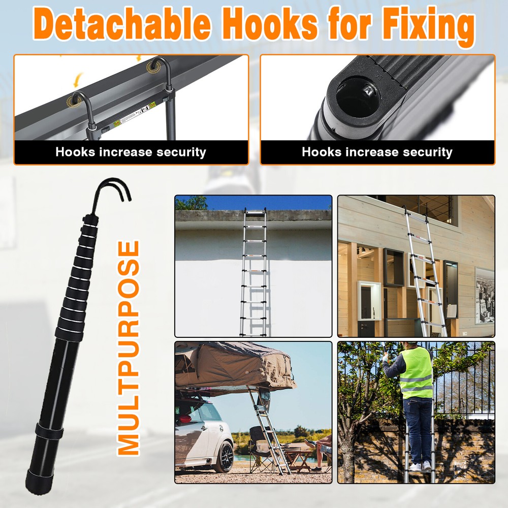 5m Telescopic Ladder Extendable Step Ladder Folding Multi Purpose Ladder + Hook