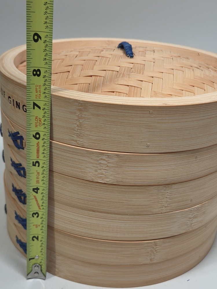 BLUE GINGER Bamboo Steamer Basket Dumpling Steamer, Two Tier Design