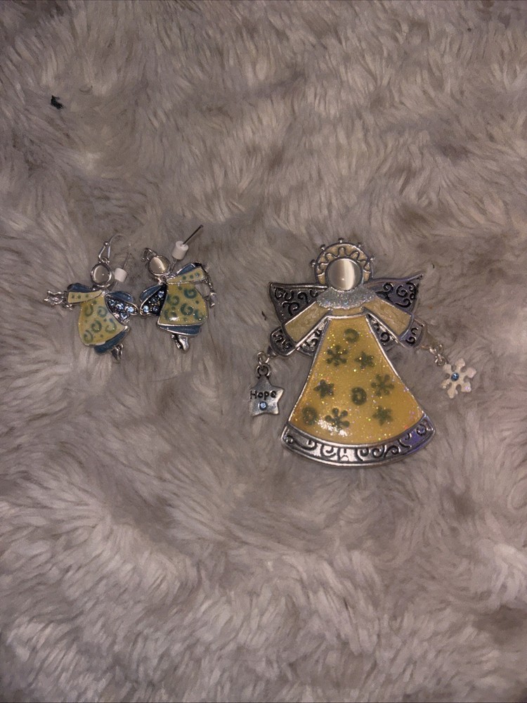 Angel Pin And Earring Set