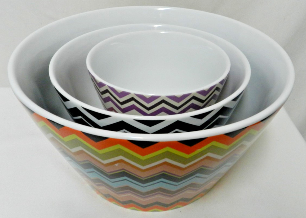 Missoni Target Chevron Zig Zag Set 3 Stoneware Bowls Nesting Mixing micro dish