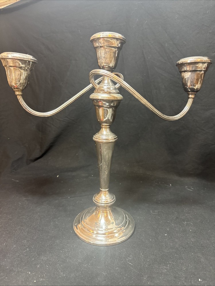 Vintage Gorham Silver Plate 3 Arm Candlestick Electroplated