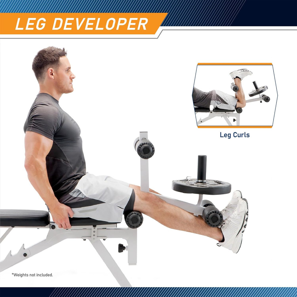 Adjustable Weight Bench W/Dual Leg Developer for Home Gym Workouts