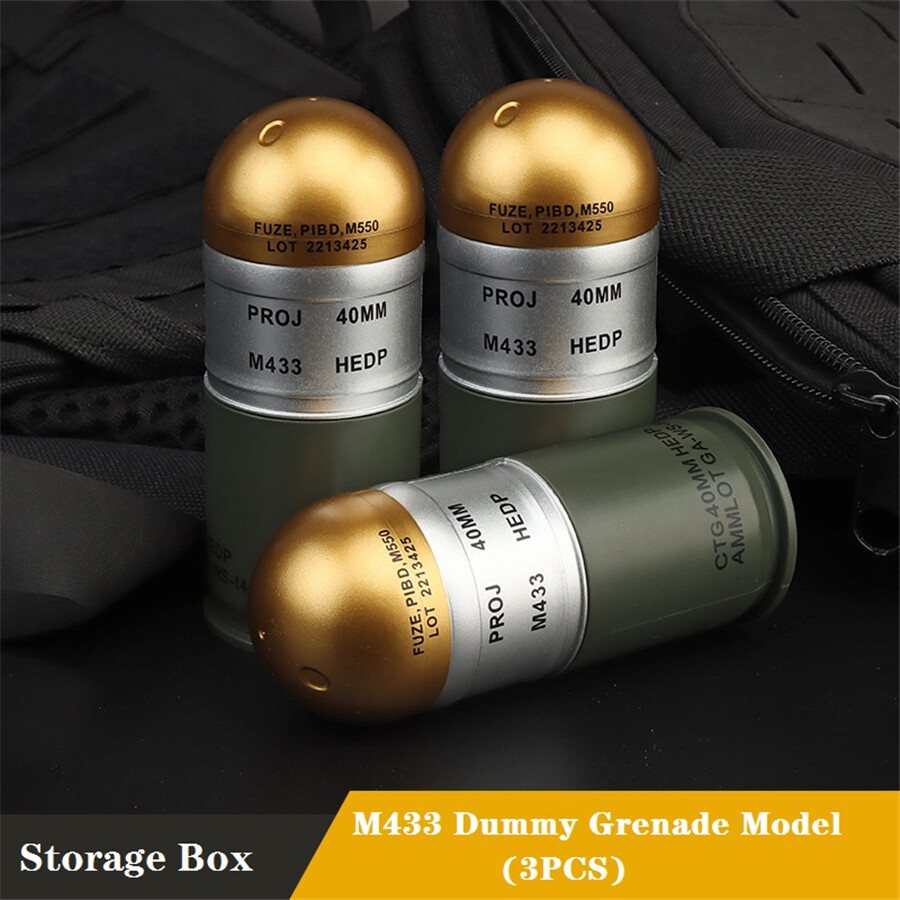 M433 Dummy Grenade Model Props ABS Storage Case Military Fan Collection 3Pcs