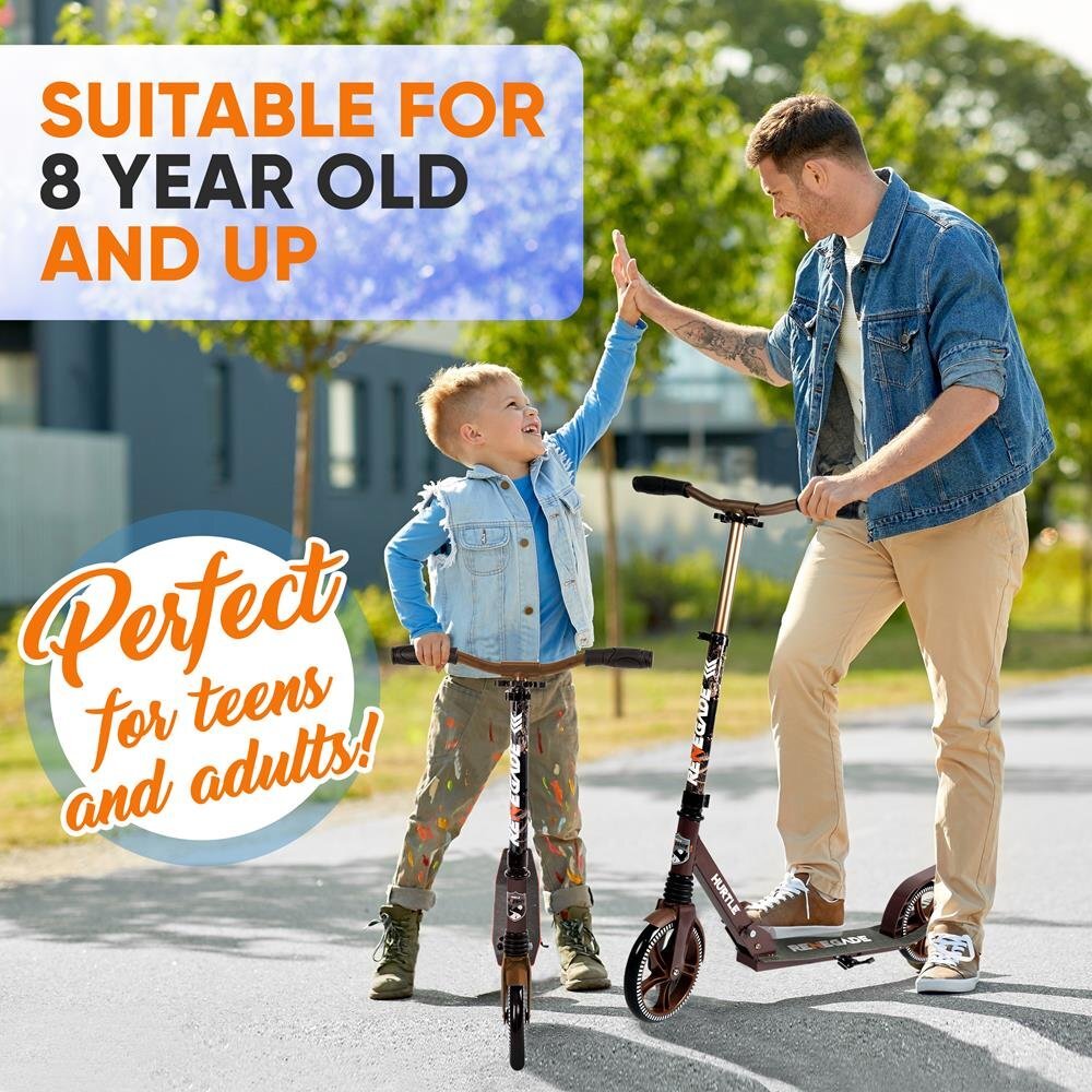 Hurtle Adjustable Lightweight and Foldable Kick Scooter High Impact Wheels