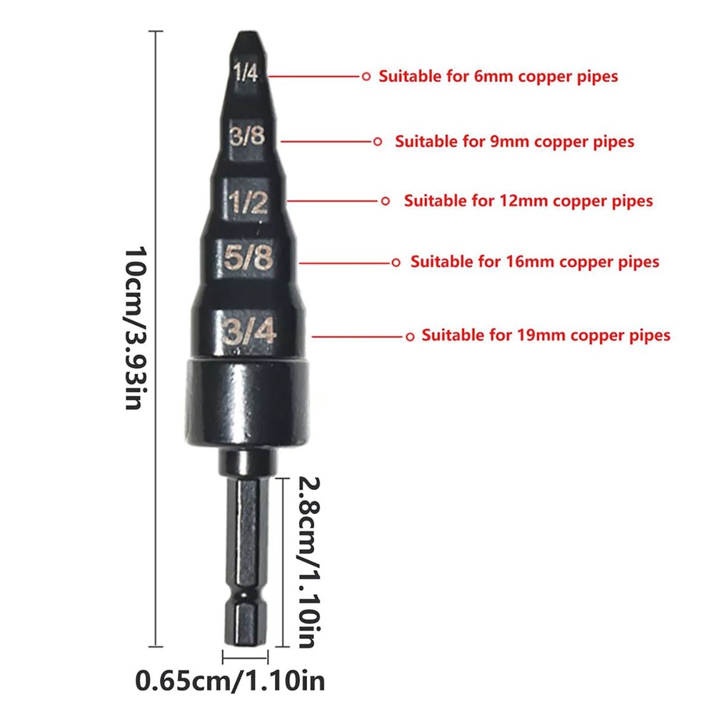 Swaging Tool Drill Bit 5 Sizes Air Conditioner Copper Pipe Flaring Tube Expander