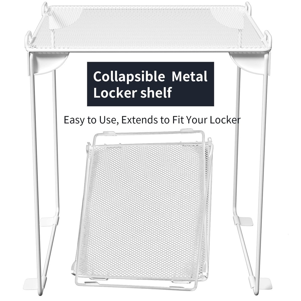 Neudeco 2 Pack Mesh Locker Shelf Stackable Extra Tall Organizer Collapsible