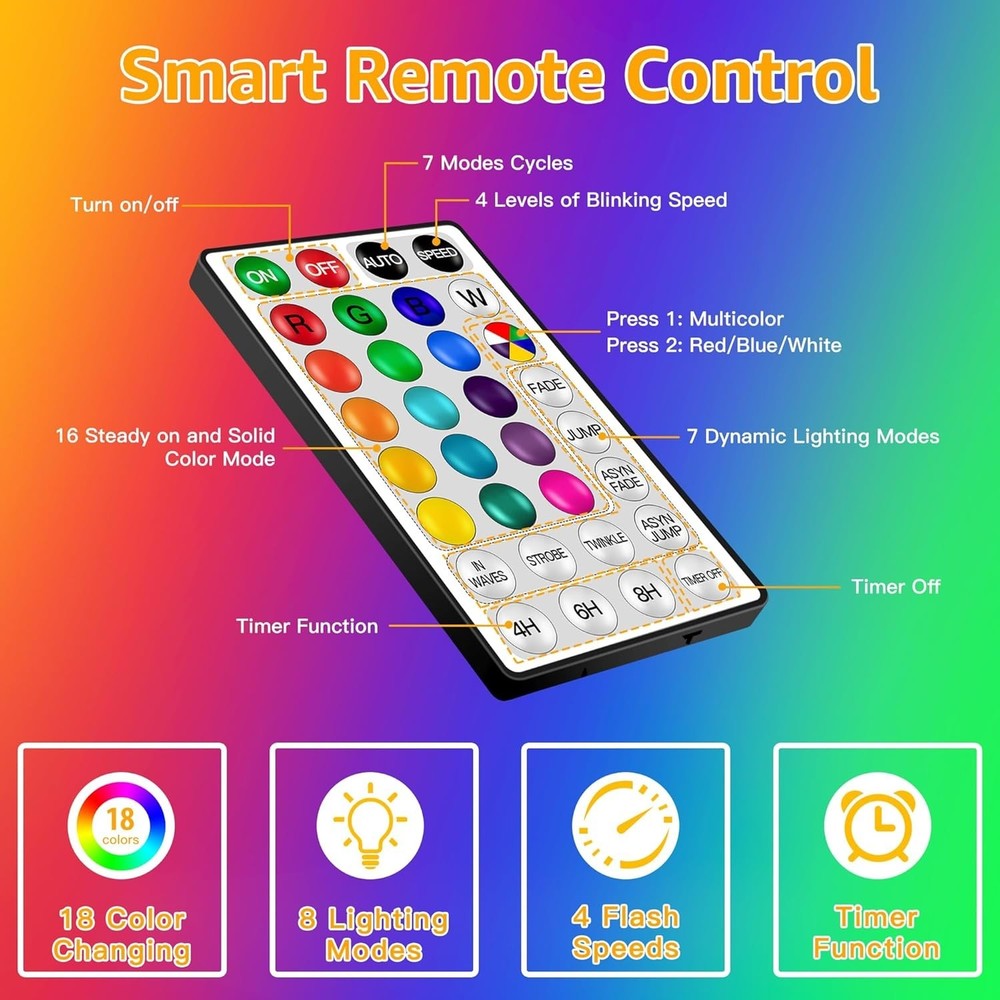 USB Rope Lights Indoor Color Changing, 33FT 100 LED String Lights with Remote...