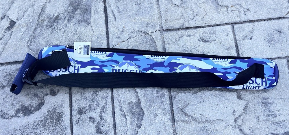 Busch Light Stacked Can Cooler Sleeve With Strap new