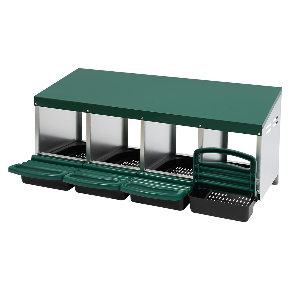 4-grid Green Chicken Nesting Box Chicken Eggs Laying Box with Egg Storage PP