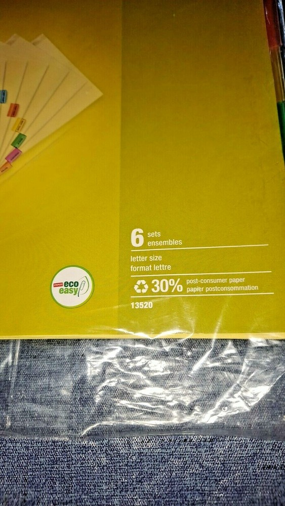 Staples Office Supplies 8 Tab Insertable Dividers Assorted Colors