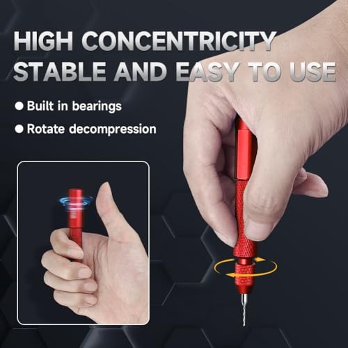 Manual Pin Vise Hand Drill, Model Hobby Making Tools, Red Handle (Handle Only)