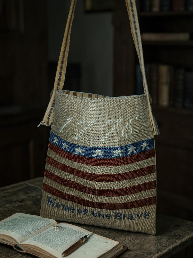 Handmade Cross Stitch Sampler Bag, Primitive Finished Piece