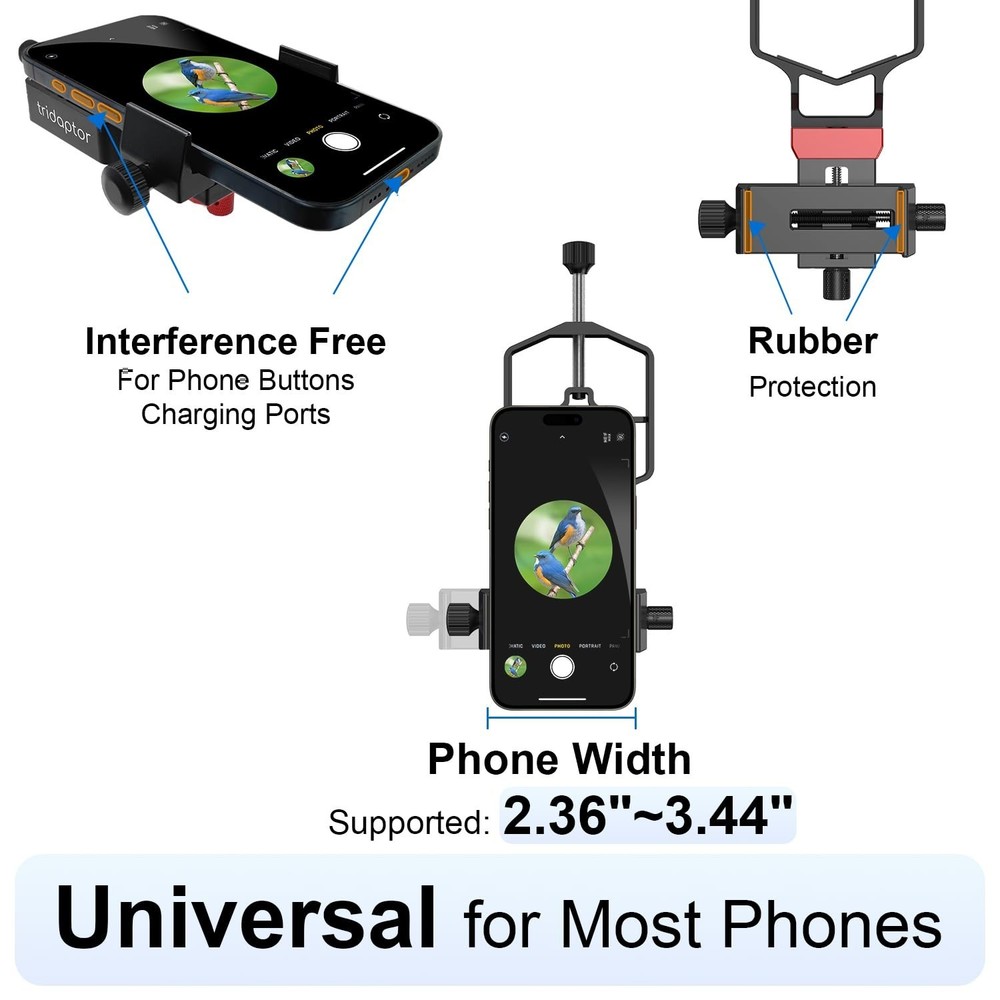 tridaptor - Universal Phone Scope Digiscoping Adapter|High-Precision XYZ Meta...