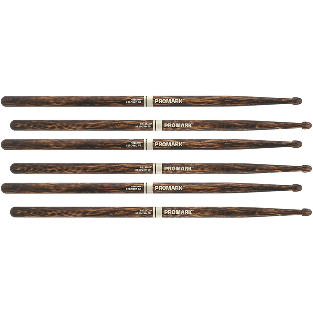 3 Pack Promark 5B Drumsticks FireGrain Rebound  Acorn Tip Drum Sticks