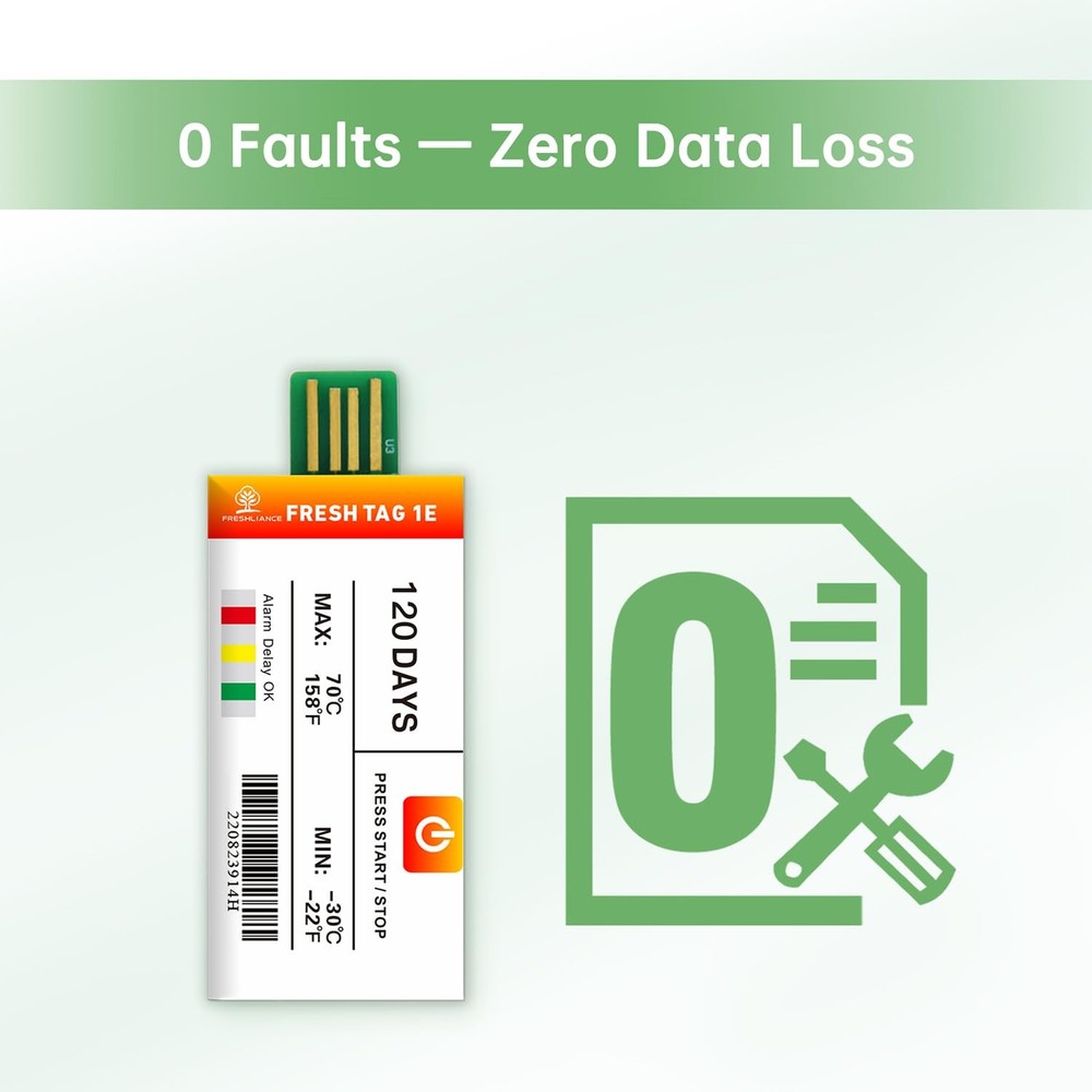 Freshliance Temperature Data Logger Recorder, Disposable USB 120 days