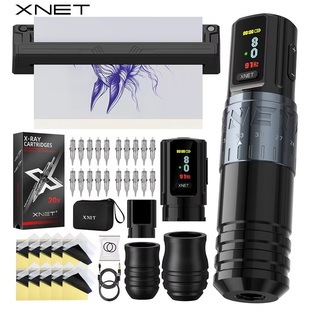 XNET Vipera Professional Wireless Tattoo Machine Kit Tattoo Transfer Printer