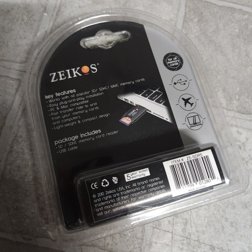 NEW ZEIKOS Secure Digital Card Reader/ Writer For SDHC/MMC