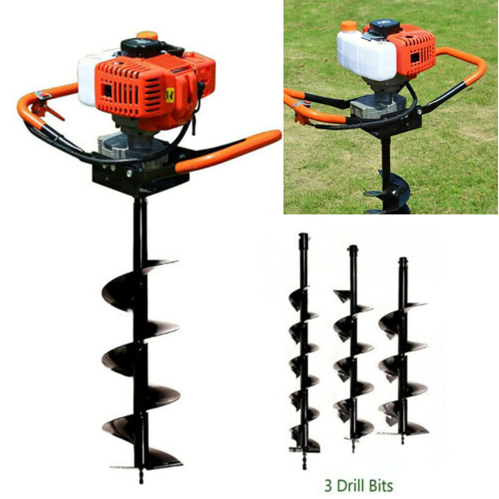 52CC Gas Powered Earth Auger with 4", 6", & 8" Drill Bits for Easy Digging
