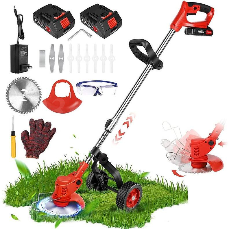 Cordless Electric Grass String Trimmer Lawn Edger Weed Wacker Cutter & 2Battery