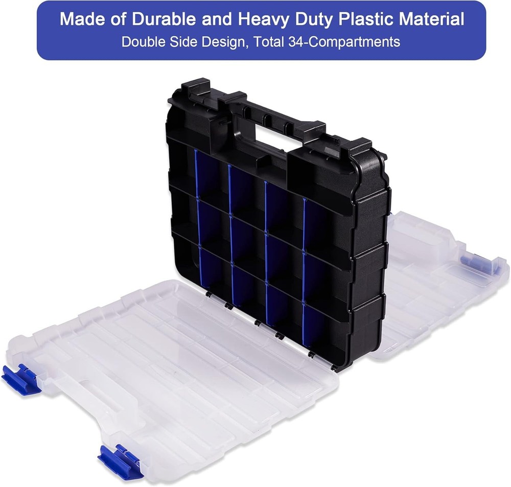 Portable Double-Sided Tool Organizer with 34 Compartments - Waterproof Design