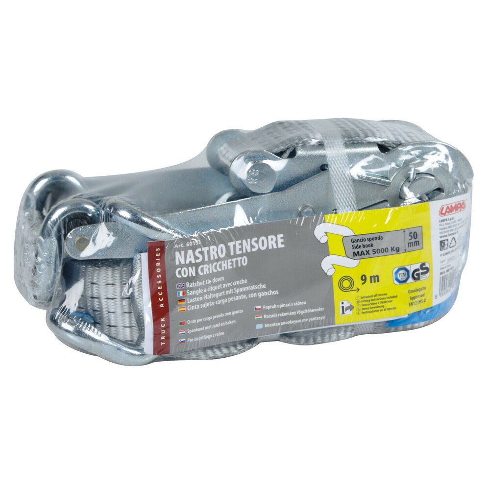 Lampa Ratchet Tie Down Strap - Hook Side Wall - 9 m