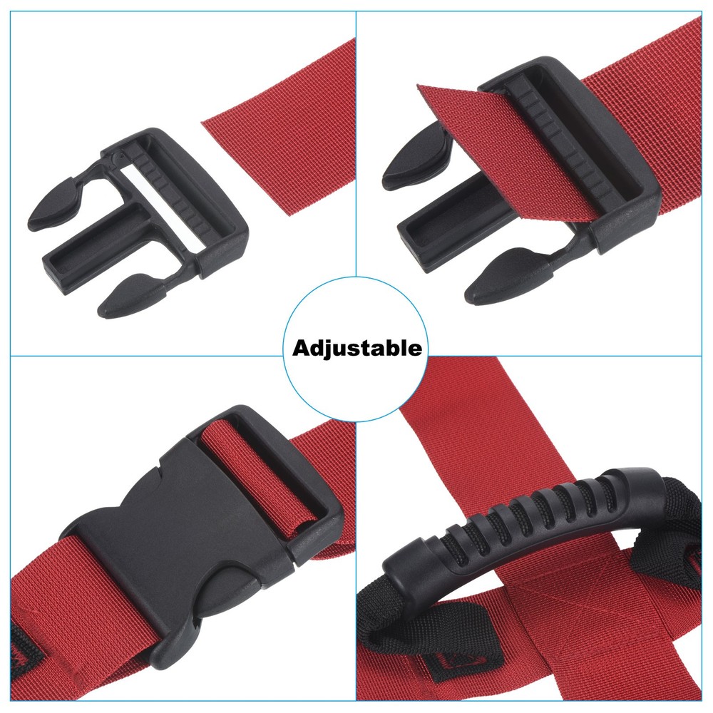 Carrying Strap with Handle, Cross Style Adjustable Nylon Belt, Red, 2pcs