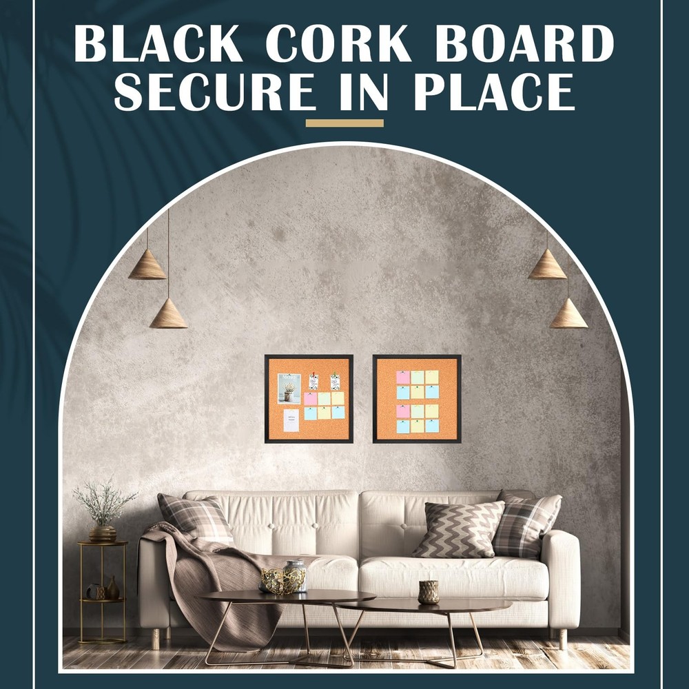 Small Cork Bulletin Board 12x12 Framed 1/2 Thick Square Pin Wall 6 PCS