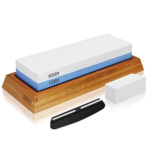 Whetstone Knife Sharpening Stone Set, 2-Sided Premium Wet Stone Sharpener