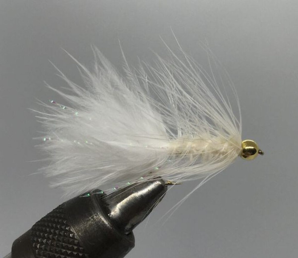 One Dozen (12) - Beadhead Wooly Bugger - White - Streamer