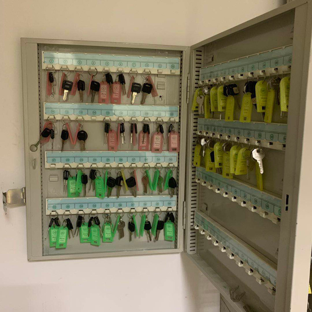Wall-Mounted 80-Key Storage Cabinet with Security Lock and Tags