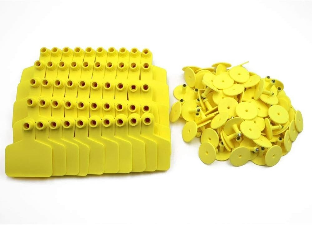 High-Quality Yellow Blank Ear Tags for Cattle, Ideal for Ranchers - 100 Count