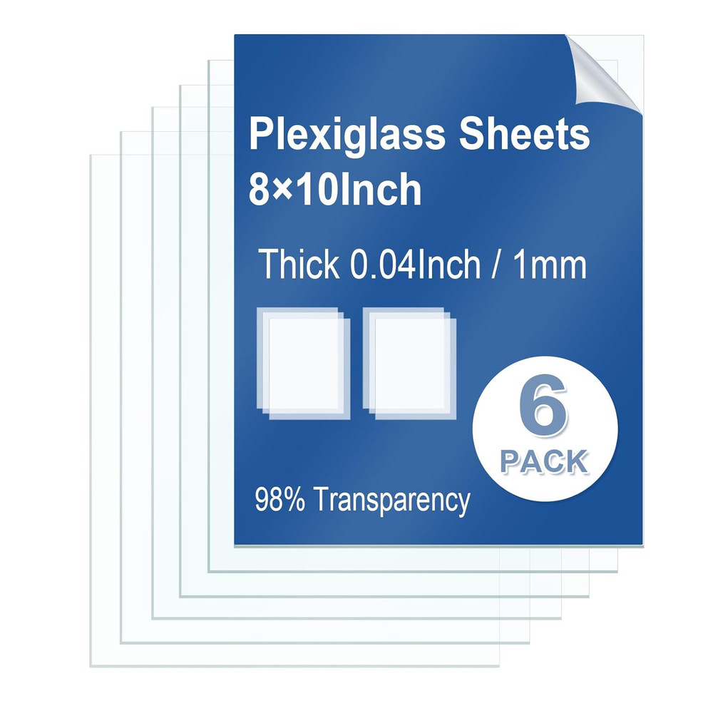 6 Pack Clear Plexiglass Sheets 8×10×0.04In Thin PET Plexi Glass Sheets for Craft