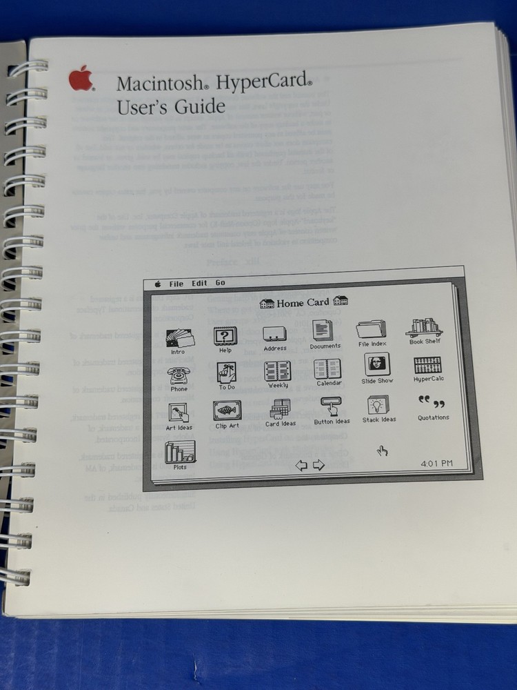 HYPERCARD USER'S GUIDE (1989, SPIRAL BINDING) -Apple Macintosh Manual -VERY GOOD