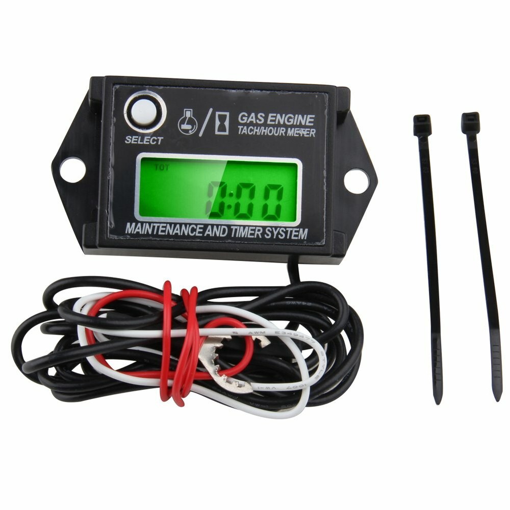 Waterproof Tiny Tach Digital Hour Meter Tachometer Boat Job Timer Adjustable US