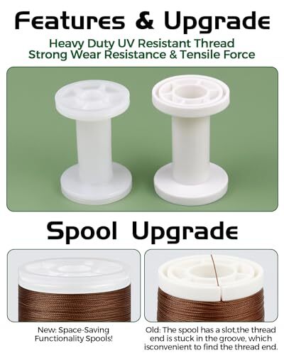 330 Yards Extra Strong Upholstery Thread,Brown Bonded Nylon Thread for Denim