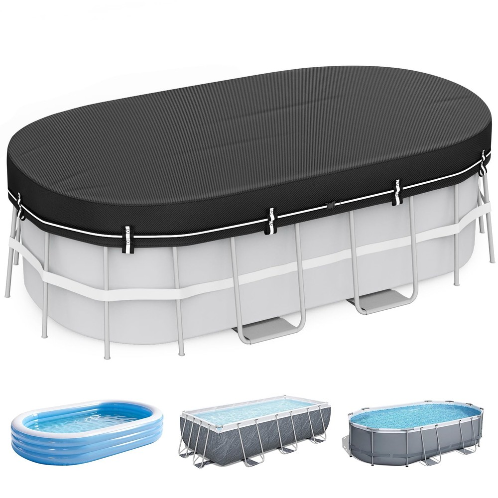 LXKCKJ 7X10 FT Rectangular Pool Covers for Above Ground Pools, 420D Solar Ova...