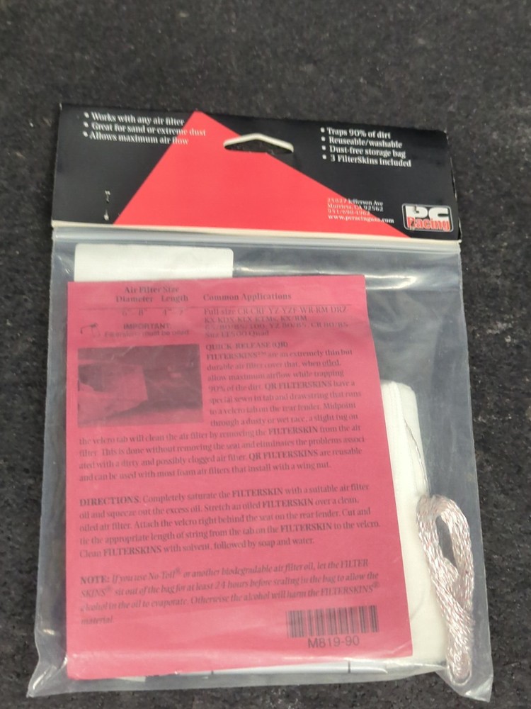 PC Racing Quick Release Filter Skins 3 Pack