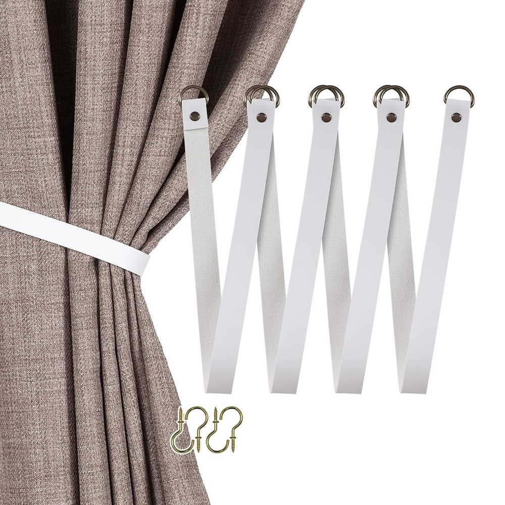 Leather Curtain Tie Backs, Library Style Drape Holdbacks Tiebacks for Home Of...