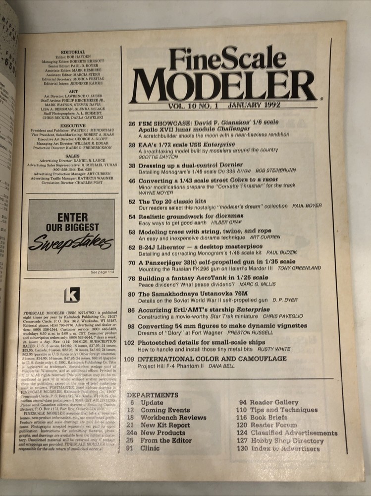 Fine Scale Modeler Magazine January 1992