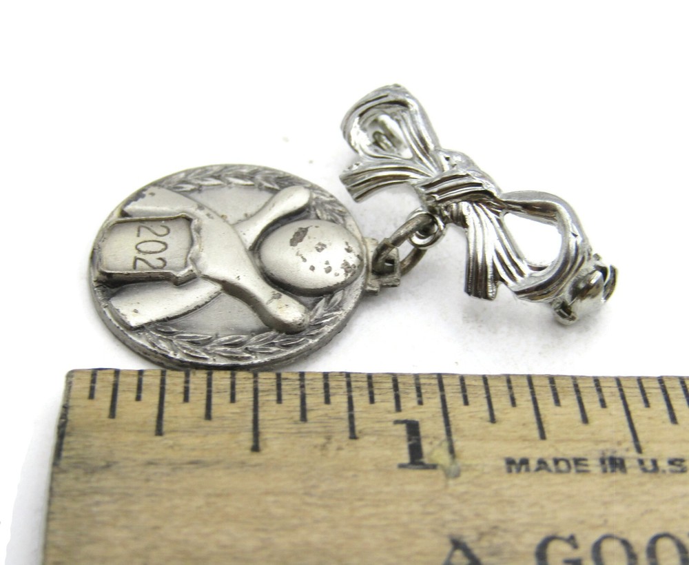 202 Bowling Game Vintage Pin Silver Tone