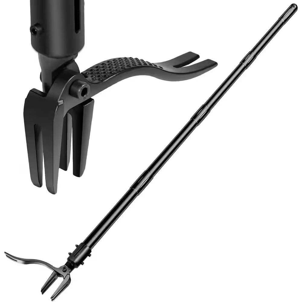 Weed Puller Tool with 4 Claw Head and Long Adjustable Handle for Different Heigh