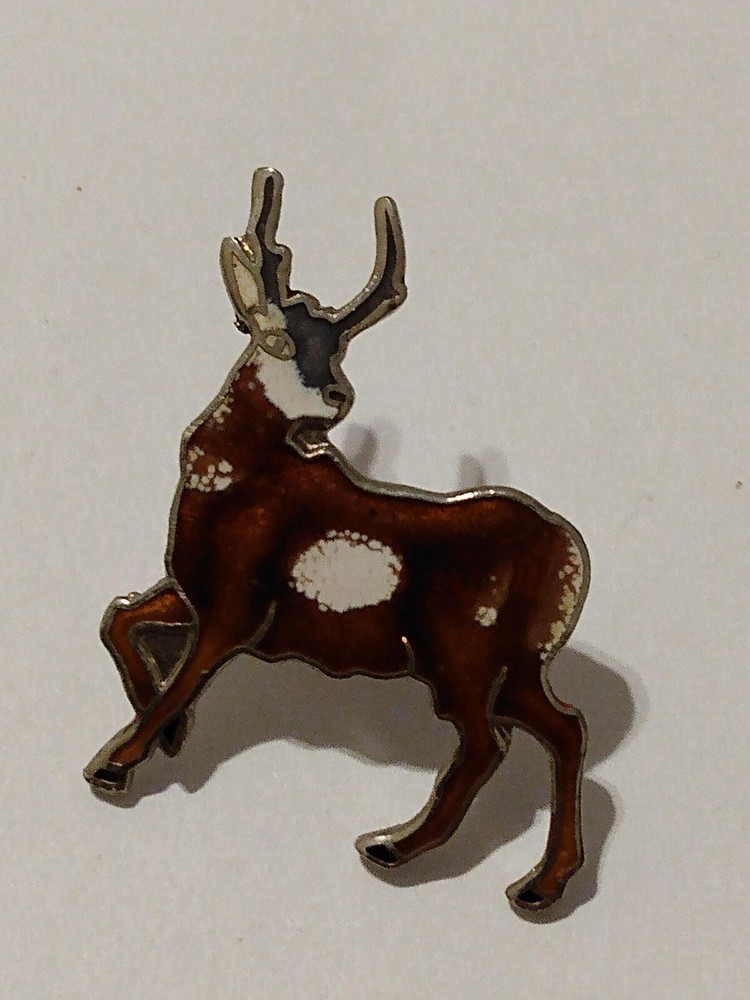 Deer Figure Brown White Lapel Pin