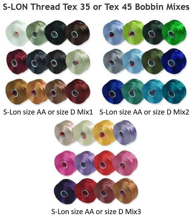 Beading Thread Tex 35 or Tex 45 S-Lon Thread Bobbin Mixes