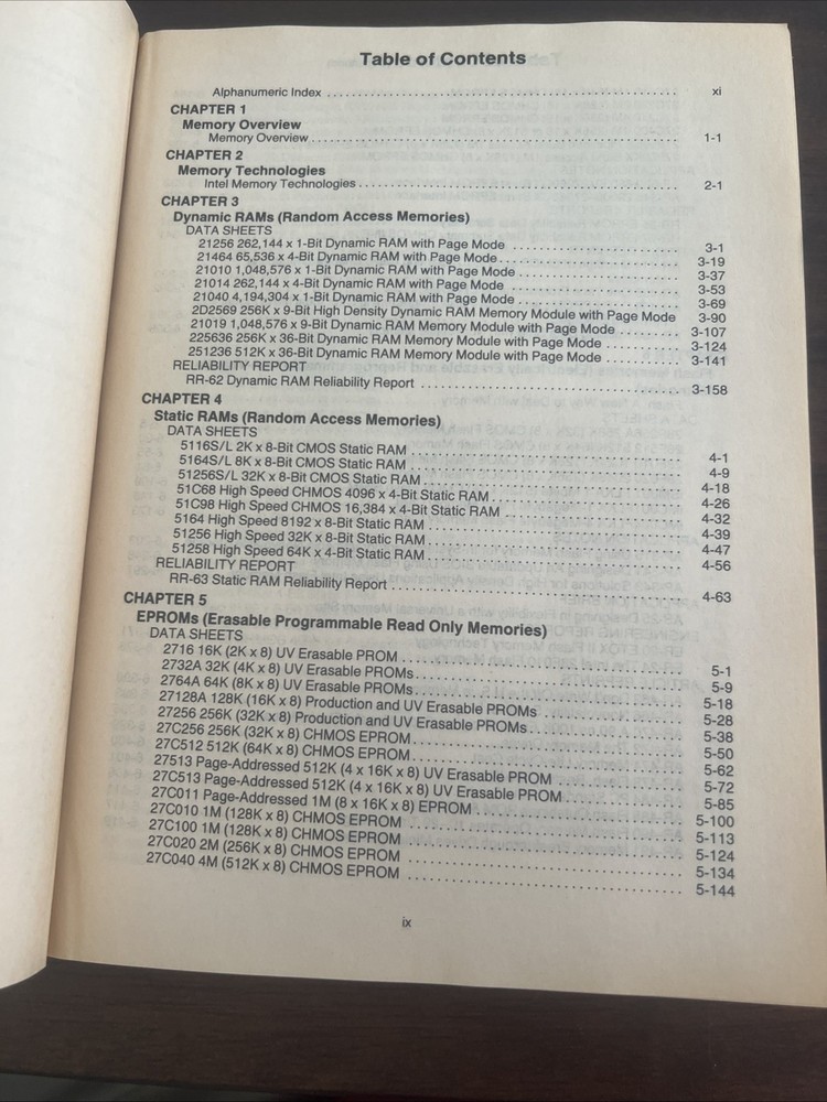 Vintage Intel Computer Manual 1991 Memory Products Handbook