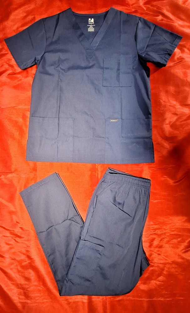 DAGACCI Women's Scrub Set Size Small -Navy Blue, Elastic Waist & Drawstring NEW!