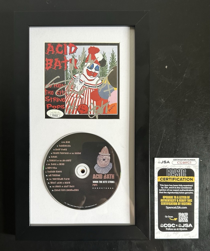 ACID BATH DAX RIGGS+ 4 SIGNED FRAMED CD WHEN THE KITE STRING POPS JSA COA